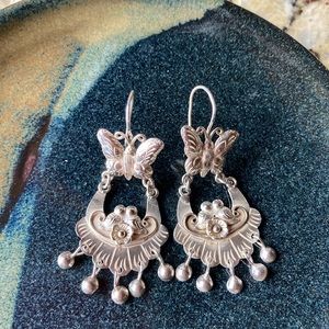 Vintage Mexican Sterling Silver Frida Earrings